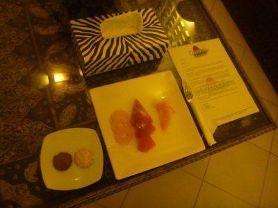 My Five Star Paradise: Living It Up at the Coco Ocean Resort and Spa, The Gambia Fruit platter on arrival