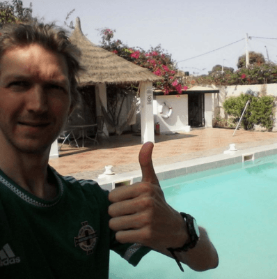 Staying at the Banana Lodge Apartments in Brufut Village, The Gambia Swimming pool time at Banana Lodge Apartments