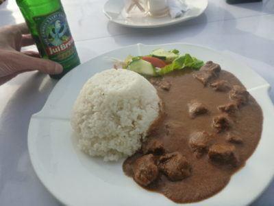 Staying at the Banana Lodge Apartments in Brufut Village, The Gambia Domodah at Chosaan Restaurant