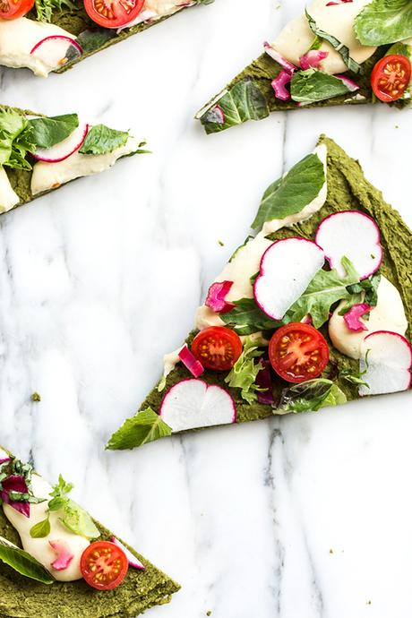 Sunday bliss is.. Green pea and spinach pizza crust recipe by Blissful Basil