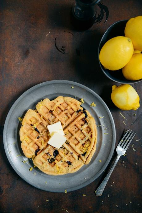 Lemon Blueberry Quinoa Waffles // www.WithTheGrains.com