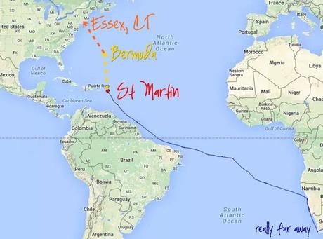 Scruffy cruisers, coming soon to New England This map is modified from our PredictWind tracking map, which produced the blue route history