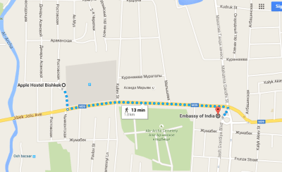 How to Get An Indian Visa in Bishkek, Kyrgyzstan How to get to Indian Embassy Bishkek from Apple Hostel
