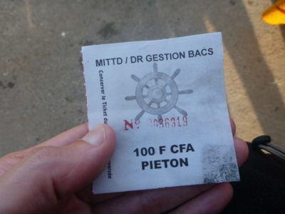 World Borders: My Crazy Adventure from Dakar in Senegal to Serrekunda, The Gambia Ferry ticket