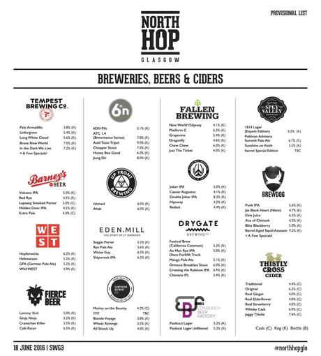 Event Preview: NorthHop comes to Glasgow Northhop Glasgow beer list foodie explorers