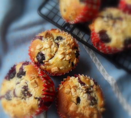Warm Blueberry and Almond Muffins