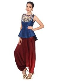 Peplum Top with Aladdin Salwar: Peplum Top with Aladdin Salwar: