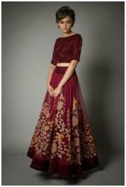 Crop Tops With Long Lehenga Skirts: Crop Tops With Long Lehenga Skirts: