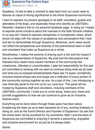 Let’s Discuss the Supanova LGBTIQ+ Controversy