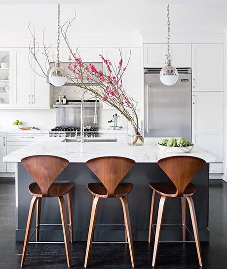 Create a staycation worthy home! Navy, Wood and Grey Kitchen Designed by Grant K. Gibson: