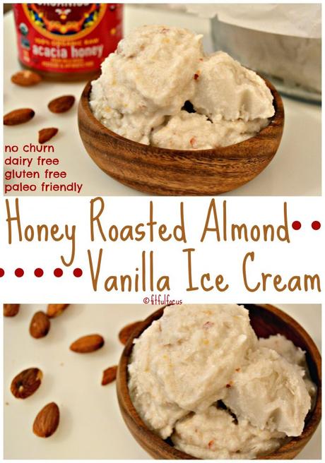 No Churn Honey Roasted Almond Vanilla Ice Cream (dairy free, gluten free, paleo)