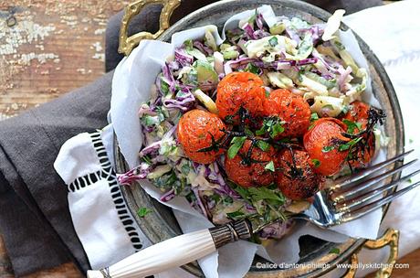 purple cabbage salad & roasted tomatoes purple cabbage salad & roasted tomatoes