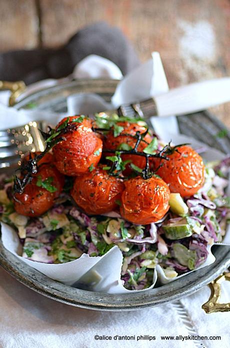 purple cabbage salad & roasted tomatoes purple cabbage salad & roasted tomatoes