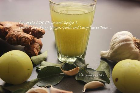 Indian Gooseberry(Amla), Curry leaves, Ginger and Garlic juice- Juice to lower your LDL Cholesterol, A hair Tonic