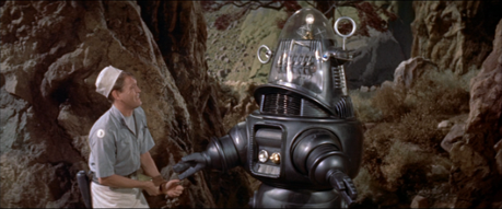 Cookie (Earl Holliman) making friends with Robby the Robot