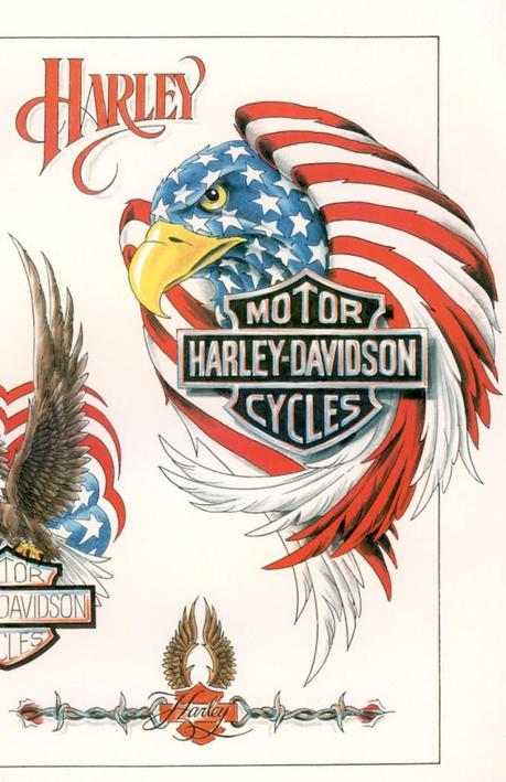 03 664x1024 Harley Davidson Motorcycle Eagle Tattoo with Blueprint