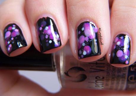 Nail Ideas: purple and pink bokeh dots!