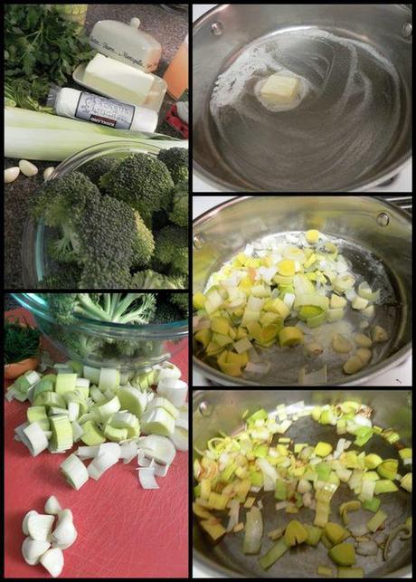 Broccoli, Leek & Dill soup - Preparation collage