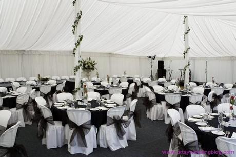 black/purple and white wedding table decorations