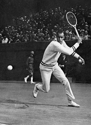 Undated and unlocated picture of US tennis player William Tilden as he plays a backhand in a championship in the 1920's. Tilden (1893-1953), one of the best players ever, won 11 Grand Slam tournaments in the men's singles. (Photo credit should read AFP/AFP/Getty Images)