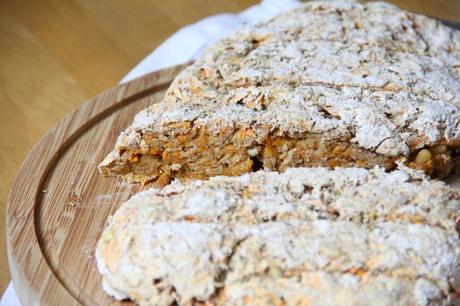 Vegan No-Knead Bread with Sweet Potato and Pine Nuts