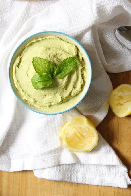 Vegan Mint & Avocado Hummus Recipe made with fresh lemon
