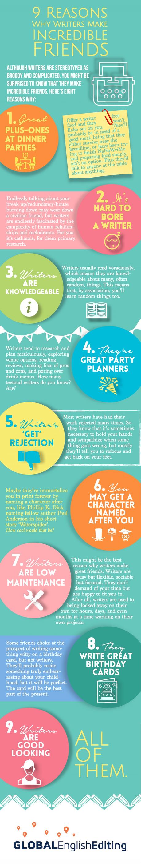 Why Writers Make Incredible Friends infographic