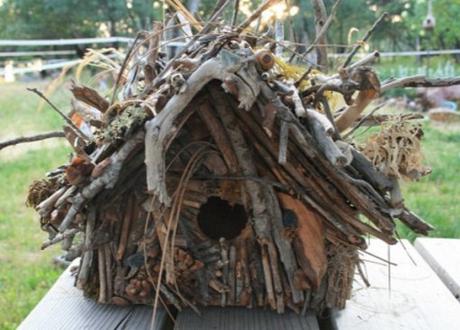 Twigs and Branches Transformed Into a Bird House