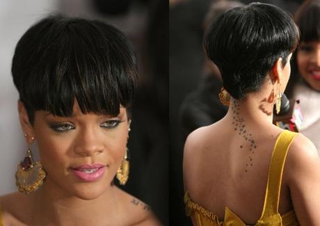 Trendy and Quirky Pictures of Rihanna’s Short Hairstyles Rihanna Mushroom Bowl Cut Hairstyle