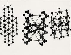Pauling.crystal structure Low-light photographs of ball-and-stick crystal structures, ca. 1930s.