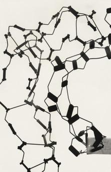 Pauling.Protein structure A protein structure built out of aluminum ingots, ca. 1940s.