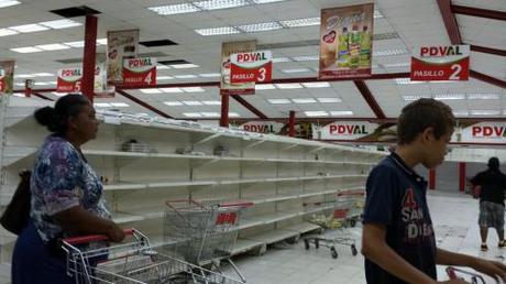 Middle-class Venezuelans liquidate savings to stockpile food Typical grocery story in Venezuela