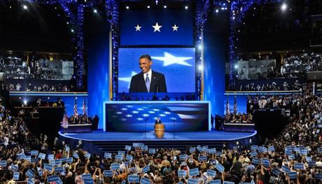 The 2012 Democratic National Convention in Charlotte, North Carolina USA US President Barack Obama smiles as he arrives to address the final night of the Democratic National Convention at the Time Warner Cable Arena in Charlotte, North Carolina, USA, 06 September 2012. Obama accepted the nomination to run for a second term at the convention. EPA/TANNEN MAURY