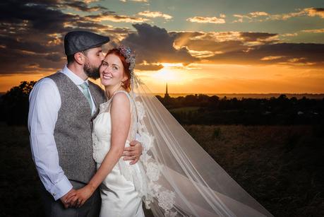 Rustic Wedding with Adam + Jaclyn bride and groom in sunset