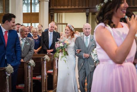Rustic Wedding with Adam + Jaclyn bride walking down the isle