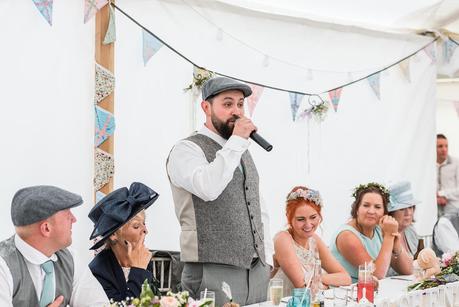 Rustic Wedding with Adam + Jaclyn the groom at the start of his wedding speech