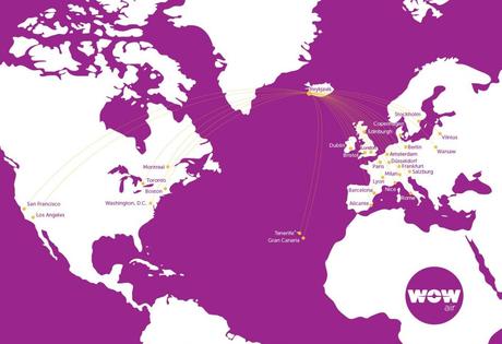 Wow Air's route map (courtesy wowair.us)