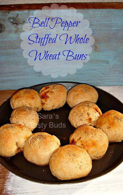 BellPepper Stuffed Whole Wheat Buns #BreadBakers