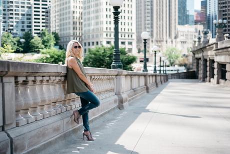 Transitioning from summer to fall with jeans. When transitioning from summer to fall with jeans it's important to mix different pieces that can balance each other. Mixing jeans with sleeveless tops and open toed shoes help keep your fall look light and airy. Click through to see more tips!