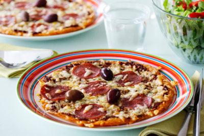 Stuffed Chicken Breast with Zoodles and Tomato Sauce Low-Carb Pizza