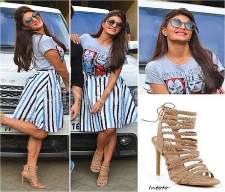 SPOTTED! Jacqueline Fernandez Wears Gladiator Style Heels for under Rs.2000 SPOTTED! Jacqueline Fernandez Wears Gladiator Style Heels for under Rs.2000