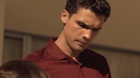 Magic City: Stevie’s Red Striped Shirt Stevie feels some conflict as he lights up a Kool for his glamorous stepmother.