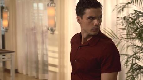 Magic City: Stevie’s Red Striped Shirt His shirt may be red silk but his face totally says blue steel.