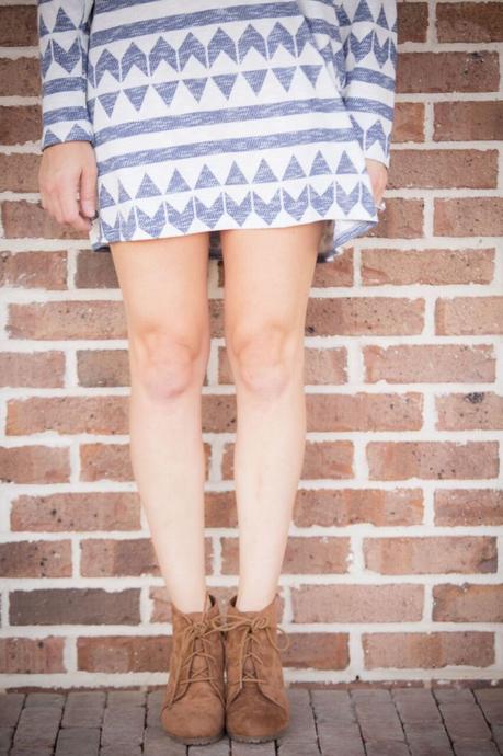 Aztec print with chunky heel booties; a perfect transition from summer to fall. 