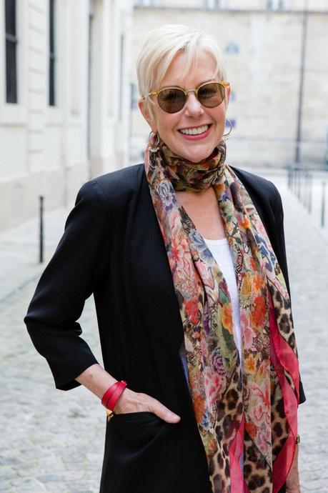 Alexander McQueen scarf, Hermès bracelet