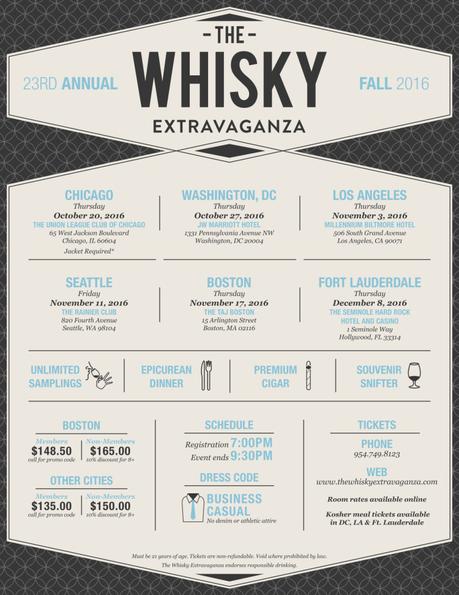 Whisky News Flash: Fall 2016 Whisky Extravaganza Schedule and a Promotional Code!