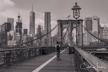 NewYork, Brooklyn Bridge, Black and White, monochrome, travel photography, One World Trade Centre, Freedom Tower