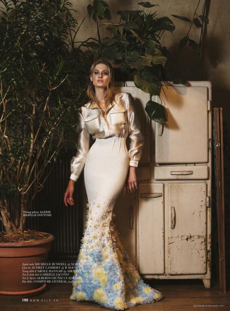 Super model Michelle Buswell in the New Royals by Benjamin Kanarek for ELLE Michelle Buswell in Alexis Mabille @ Benjamin Kanarek
