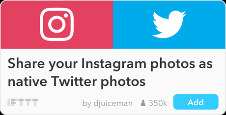 IFTTT Recipe: Share your Instagram photos as native Twitter photos connects instagram to twitter