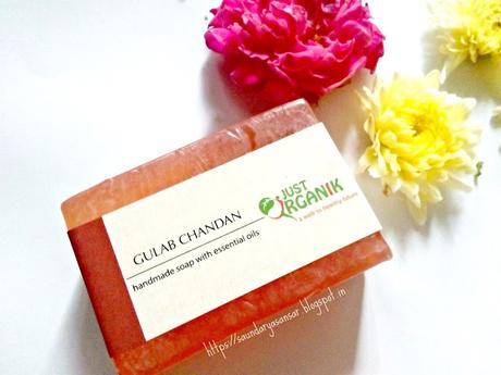 Just Organik Gulab Chandan (Rose-Sandal)- Handmade Soap with essential oils
